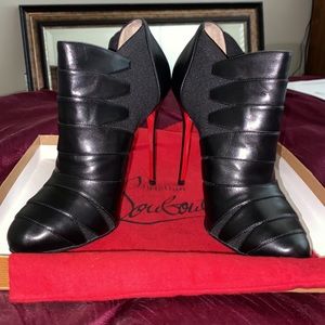 Christian Louboutin Lina 100 Calf/ElasticPleated Bootie Size 37.5